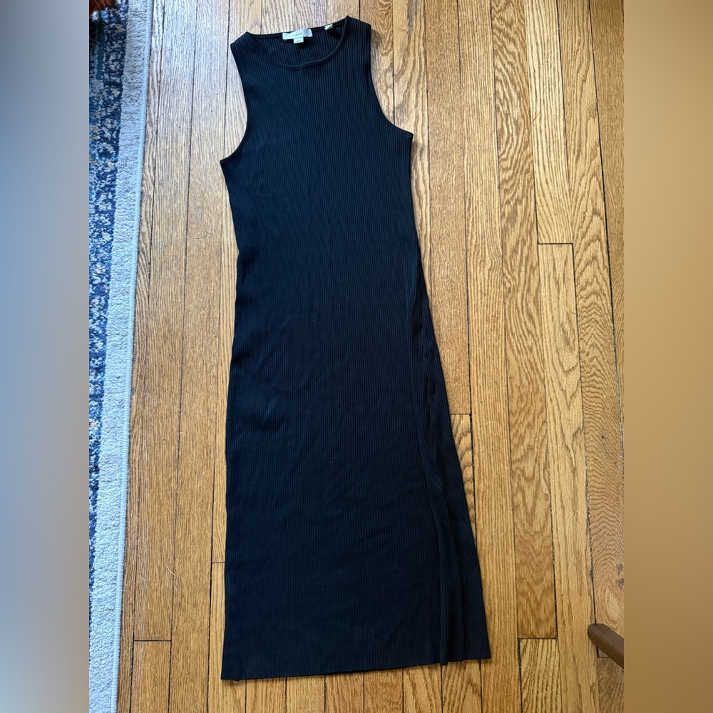 Vince Classic Black Ribbed Midi Dress - Size Medium - NWOT